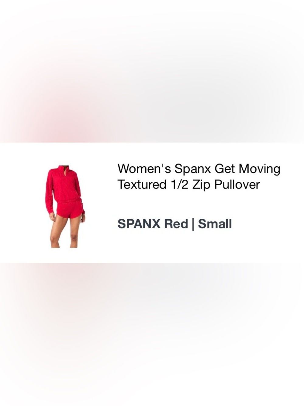 SPANX Red Textured 1/2 Zip Pullover